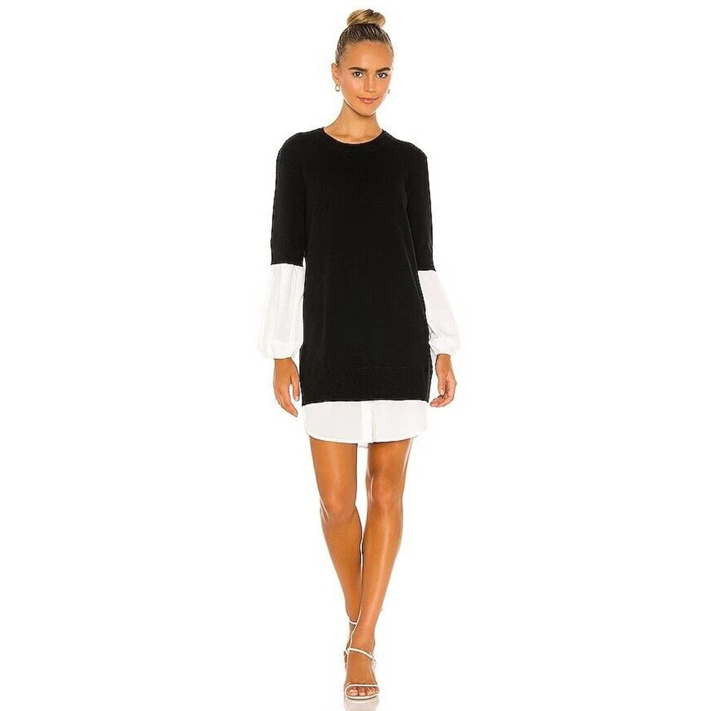 Brochu Walker Pullover Sweater Women's Size XS Black Wool Crew Neck Long Sleeves